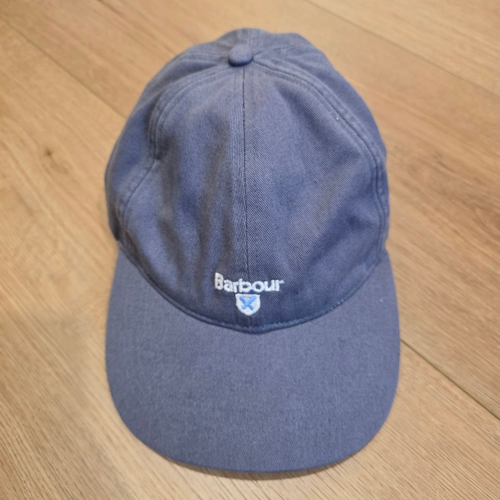 Barbour Mens Navy Blue Cotton Tartan Lined Logo Sports Cap Hat OS